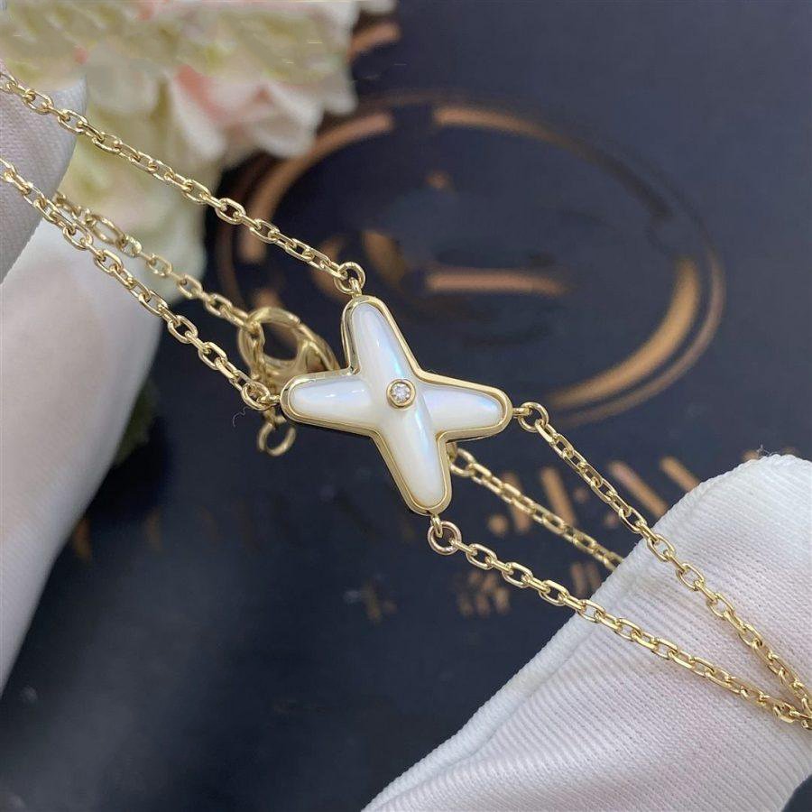 ⭐Miroze JEUX BRACELET WHITE MOP GOLD 1 DIAMOND
