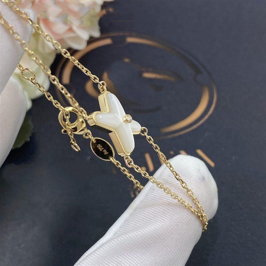 ⭐Miroze JEUX BRACELET WHITE MOP GOLD 1 DIAMOND