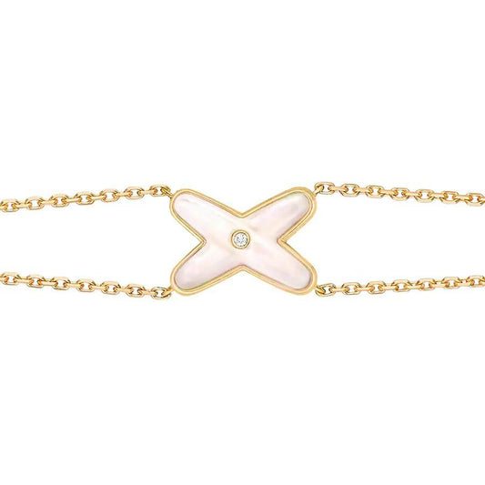 [⭐Miroze]JEUX BRACELET WHITE MOP GOLD 1 DIAMOND