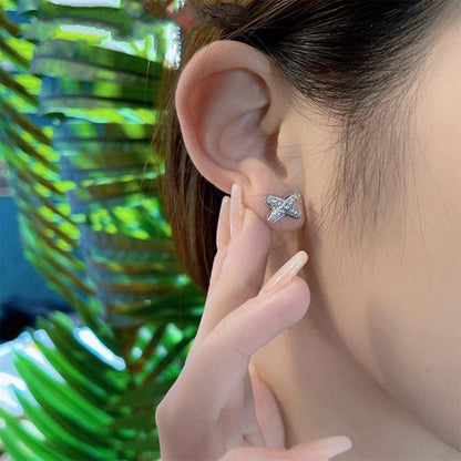[⭐Miroze]JEUX DE SILVER DIAMOND EARRINGS