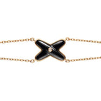 ⭐Miroze JEUX BRACELET ONYX PINK GOLD 1 DIAMOND