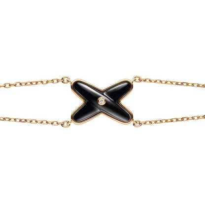 [⭐Miroze]JEUX BRACELET ONYX PINK GOLD 1 DIAMOND