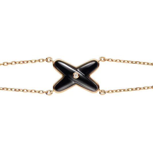 [⭐Miroze]JEUX BRACELET ONYX PINK GOLD 1 DIAMOND