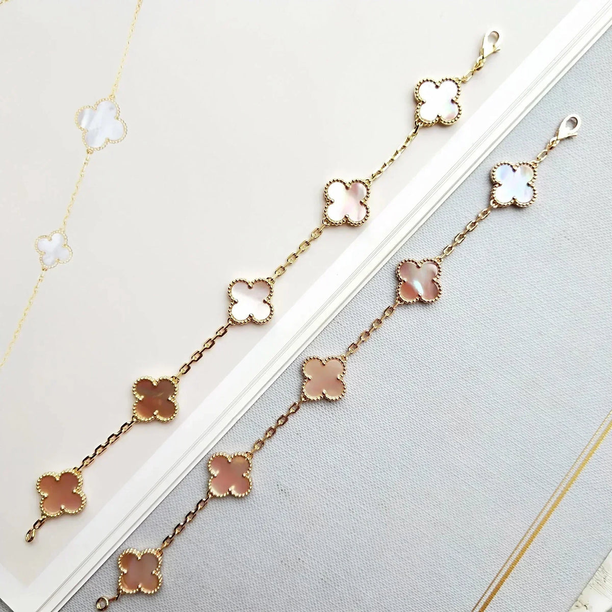 [⭐Miroze ]New  CLOVER 5 MOTIFS  PINK MOP BRACELET COLLECTION