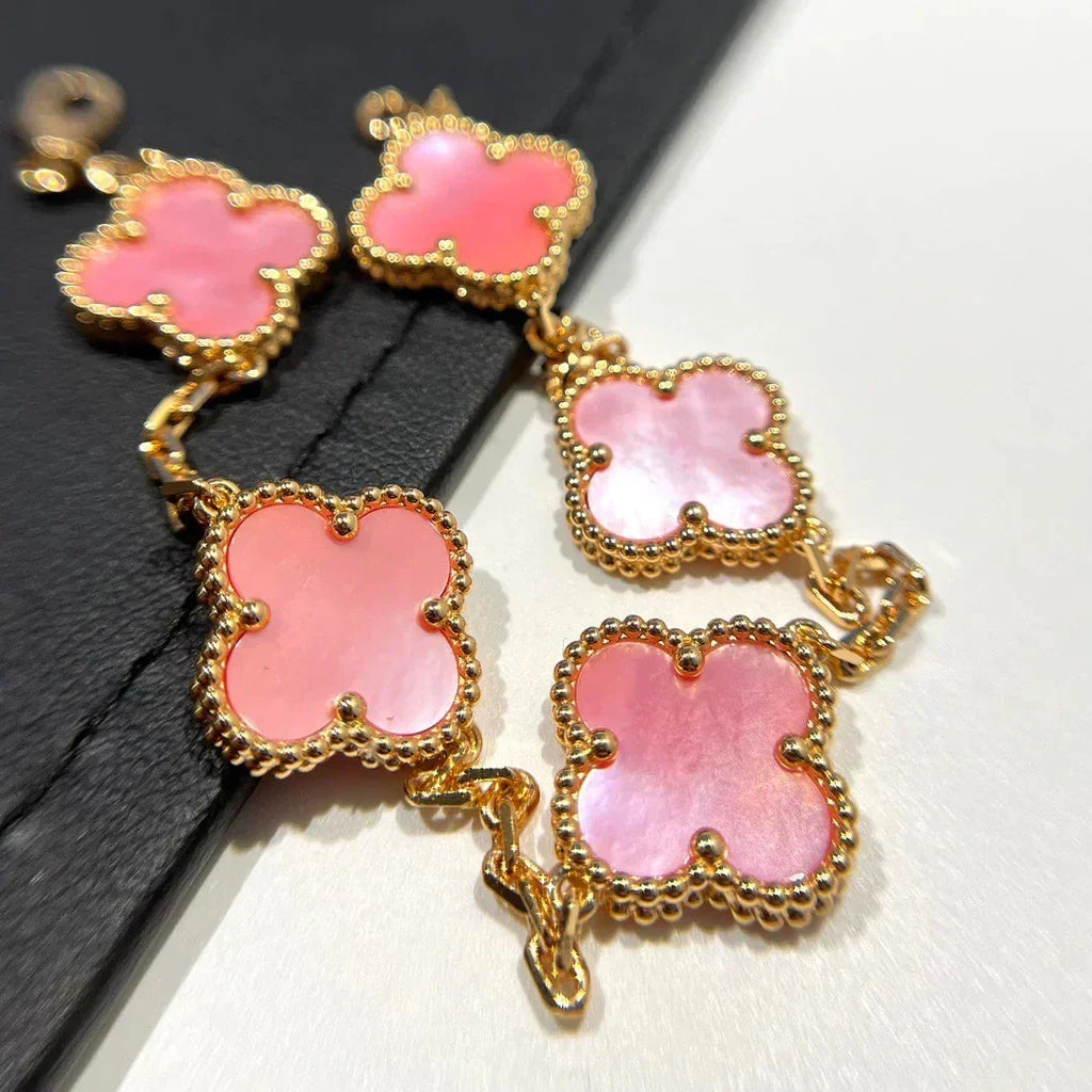 [⭐Miroze ]New  CLOVER 5 MOTIFS  PINK MOP BRACELET COLLECTION