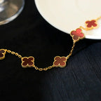 [⭐Miroze ]New  CLOVER 5 MOTIF RED CORNELIAN BRACELET COLLECTION
