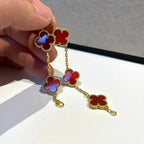 [⭐Miroze ]New  CLOVER 5 MOTIF RED CORNELIAN BRACELET COLLECTION