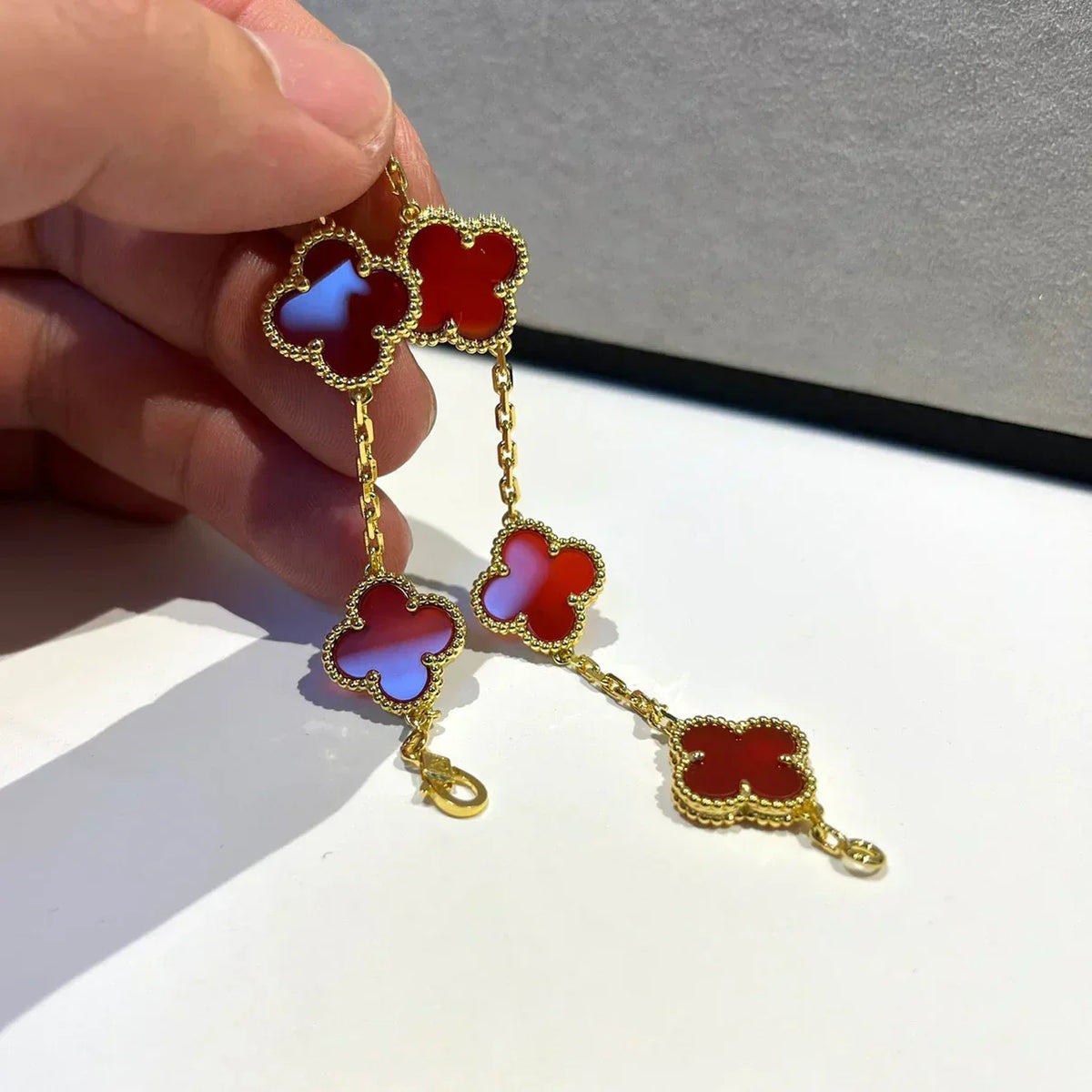 [⭐Miroze] CLOVER 5 MOTIF RED CORNELIAN BRACELET COLLECTION