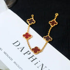 [⭐Miroze ]New  CLOVER 5 MOTIF RED CORNELIAN BRACELET COLLECTION