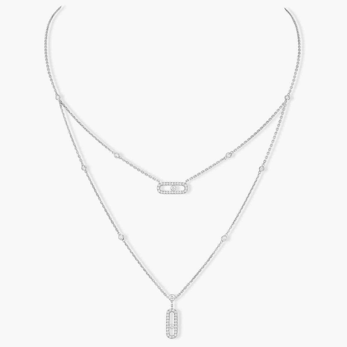 [⭐Miroze]MOVE 2 ROW DIAMOND NECKLACE