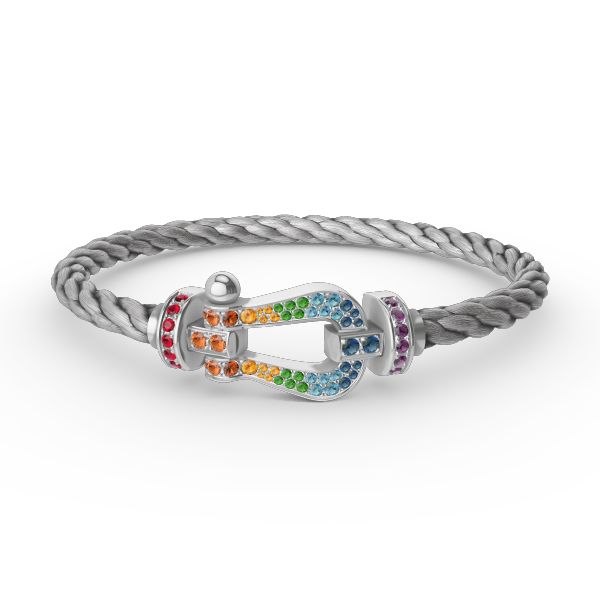⭐Miroze FORC LARGE HORSESHOE  COLORED DIAMOND BRACELET SILVER