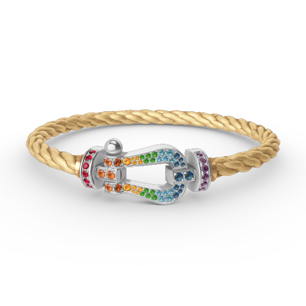 ⭐Miroze FORC LARGE HORSESHOE  COLORED DIAMOND BRACELET SILVER