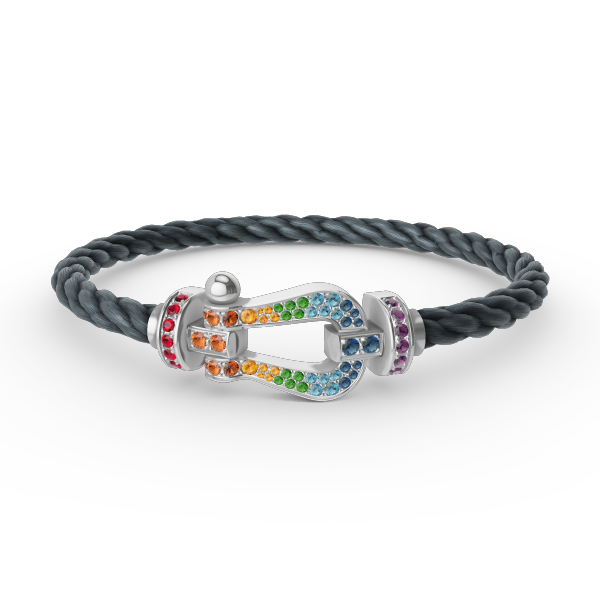 [⭐Miroze]FORC LARGE HORSESHOE  COLORED DIAMOND BRACELET SILVER