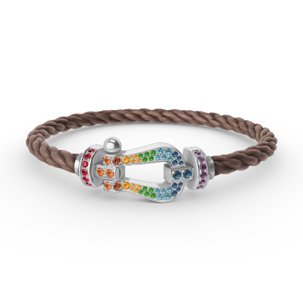 ⭐Miroze FORC LARGE HORSESHOE  COLORED DIAMOND BRACELET SILVER