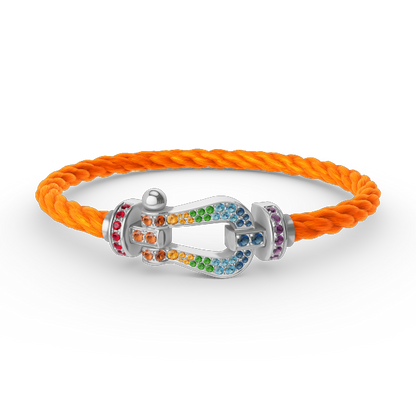 [⭐Miroze]FORC LARGE HORSESHOE  COLORED DIAMOND BRACELET SILVER