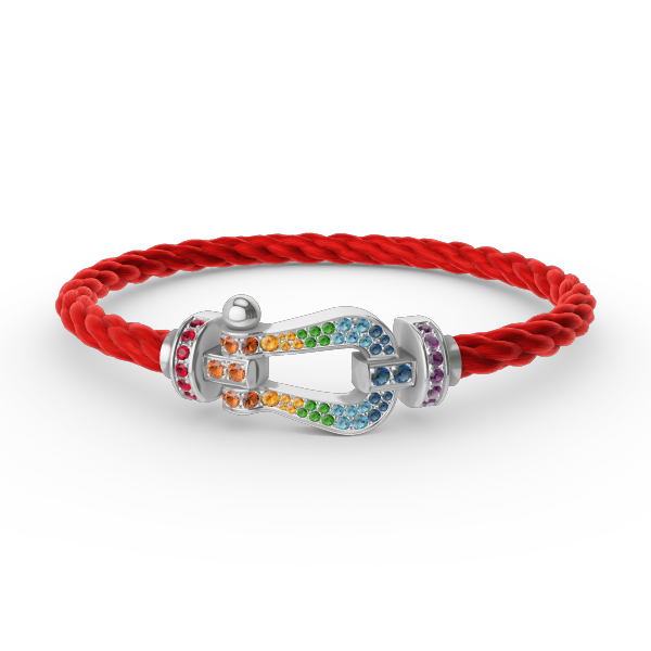 [⭐Miroze]FORC LARGE HORSESHOE  COLORED DIAMOND BRACELET SILVER