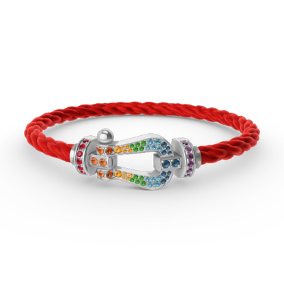 [⭐Miroze]FORC LARGE HORSESHOE  COLORED DIAMOND BRACELET SILVER