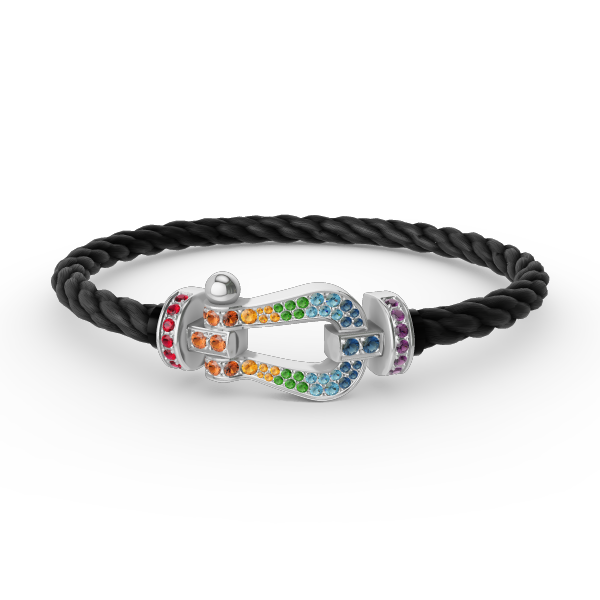 [⭐Miroze]FORC LARGE HORSESHOE  COLORED DIAMOND BRACELET SILVER