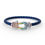 ⭐Miroze FORC LARGE HORSESHOE  COLORED DIAMOND BRACELET SILVER
