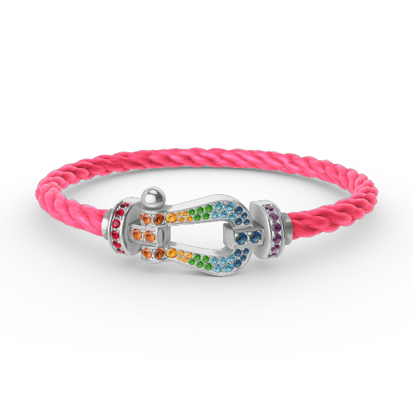 [⭐Miroze]FORC LARGE HORSESHOE  COLORED DIAMOND BRACELET SILVER