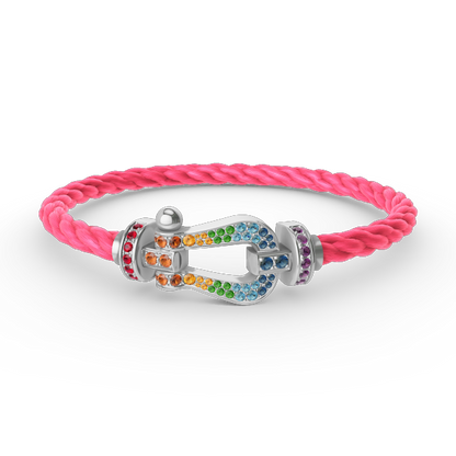 [⭐Miroze]FORC LARGE HORSESHOE  COLORED DIAMOND BRACELET SILVER