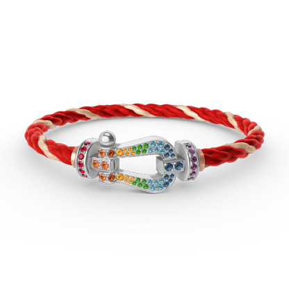 [⭐Miroze]FORC LARGE HORSESHOE  COLORED DIAMOND BRACELET SILVER