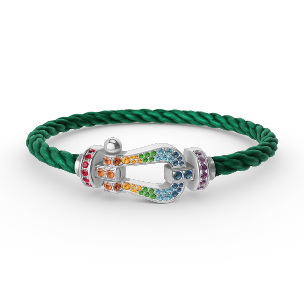 [⭐Miroze]FORC LARGE HORSESHOE  COLORED DIAMOND BRACELET SILVER