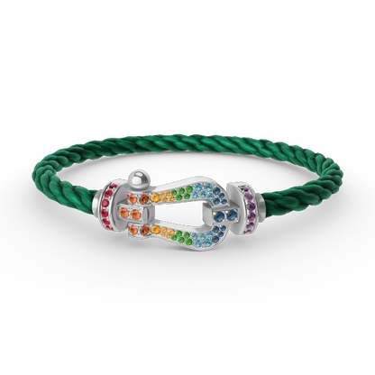 [⭐Miroze]FORC LARGE HORSESHOE  COLORED DIAMOND BRACELET SILVER