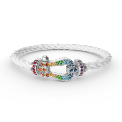 [⭐Miroze]FORC LARGE HORSESHOE  COLORED DIAMOND BRACELET SILVER