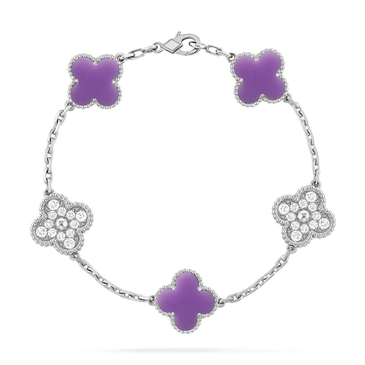 [⭐Miroze ]New CLOVER 5 MOTIF LIGHT PURPLE BRACELET COLLECTION