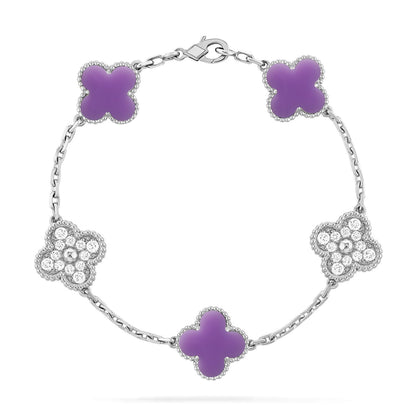 [⭐Miroze]CLOVER 5 MOTIF LIGHT PURPLE BRACELET COLLECTION