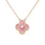 ⭐Miroze CLOVER 15MM DIAMOND RHODONITE NECKLACE