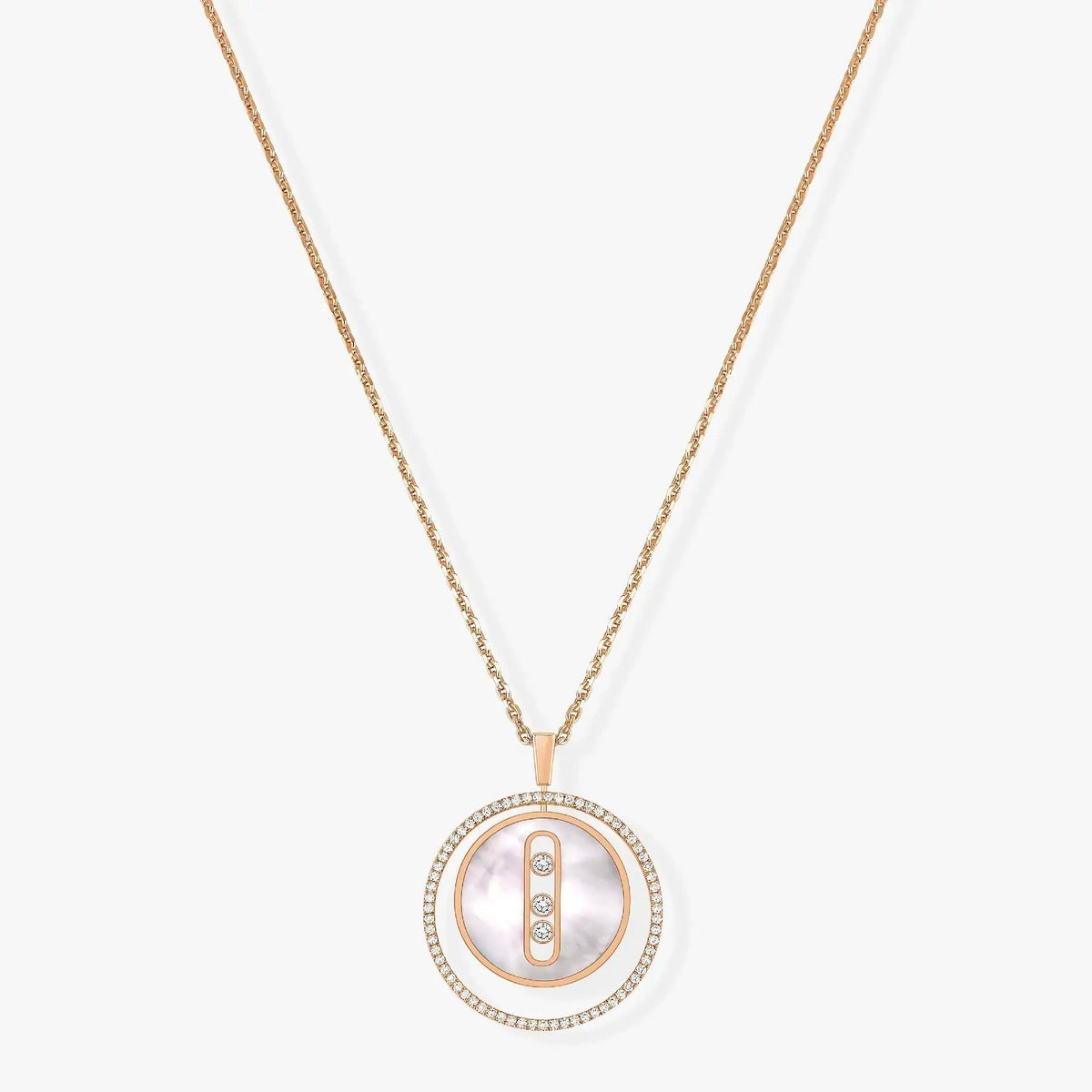 [⭐Miroze]LUCKY MOVE MM NACRE BLANCHE DIAMOND NECKLACE