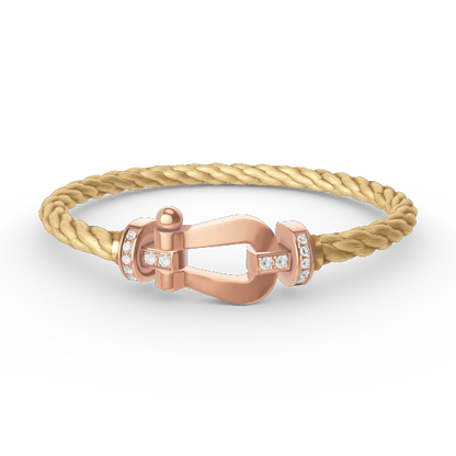 [⭐Miroze]FORCE LARGE HORSESHOE HALF DIAMOND BRACELET ROSE GOLD
