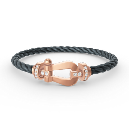 [⭐Miroze]FORCE LARGE HORSESHOE HALF DIAMOND BRACELET ROSE GOLD