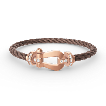 [⭐Miroze]FORCE LARGE HORSESHOE HALF DIAMOND BRACELET ROSE GOLD