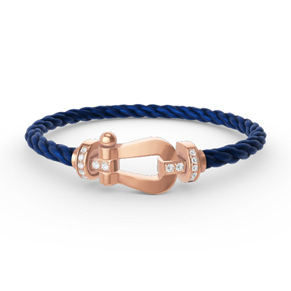[⭐Miroze]FORCE LARGE HORSESHOE HALF DIAMOND BRACELET ROSE GOLD
