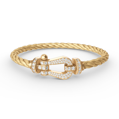 [⭐Miroze]FORCE LARGE HORSESHOE FULL DIAMOND BRACELET GOLD
