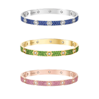 [⭐Miroze ] 2026 PAVE GEMSTONE LOVE BRACELET 6.1MM 10 DIAMONDS