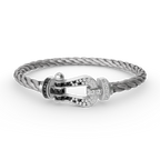 ⭐Miroze FORCE LARGE HORSESHOE BLACK WHITE DIAMOND BRACELET SILVER