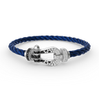 ⭐Miroze FORCE LARGE HORSESHOE BLACK WHITE DIAMOND BRACELET SILVER