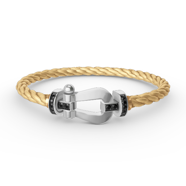 [⭐Miroze]FORCE LARGE HORSESHOE BLACK DIAMOND BRACELET SILVER