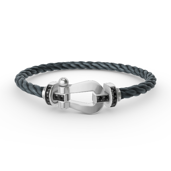 ⭐Miroze FORCE LARGE HORSESHOE BLACK DIAMOND BRACELET SILVER