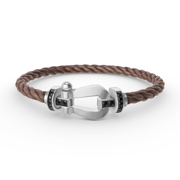 ⭐Miroze FORCE LARGE HORSESHOE BLACK DIAMOND BRACELET SILVER