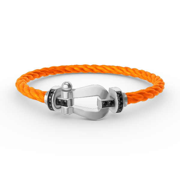 [⭐Miroze]FORCE LARGE HORSESHOE BLACK DIAMOND BRACELET SILVER