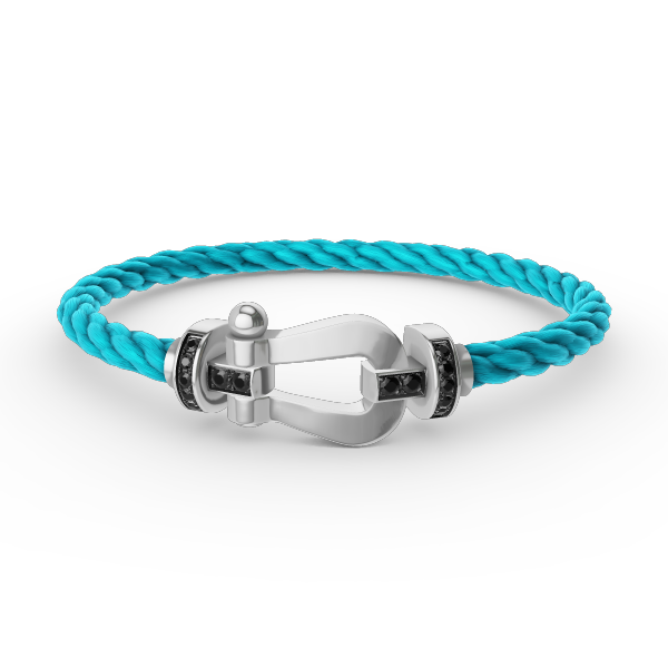[⭐Miroze]FORCE LARGE HORSESHOE BLACK DIAMOND BRACELET SILVER