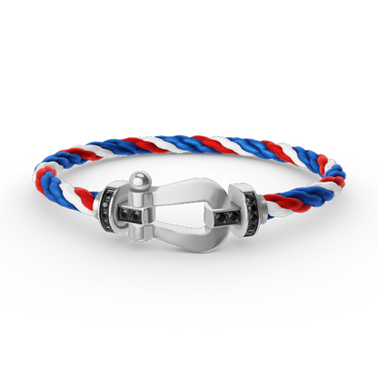 [⭐Miroze]FORCE LARGE HORSESHOE BLACK DIAMOND BRACELET SILVER