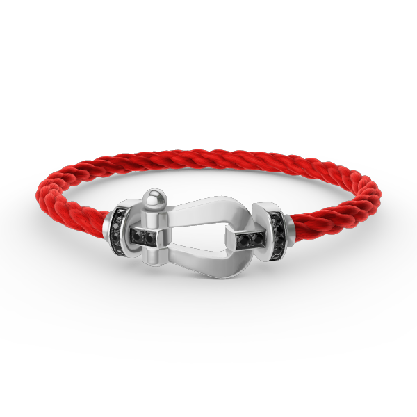 ⭐Miroze FORCE LARGE HORSESHOE BLACK DIAMOND BRACELET SILVER