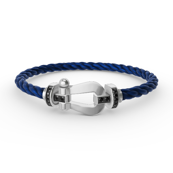 [⭐Miroze]FORCE LARGE HORSESHOE BLACK DIAMOND BRACELET SILVER