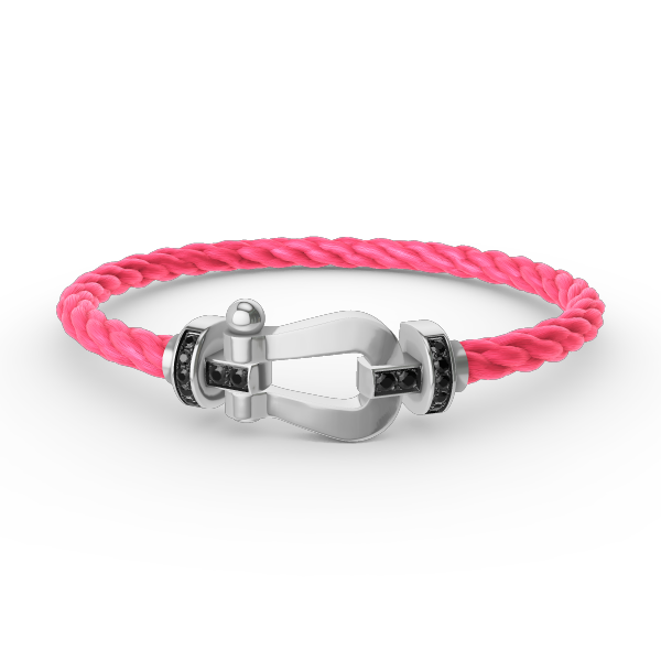 ⭐Miroze FORCE LARGE HORSESHOE BLACK DIAMOND BRACELET SILVER